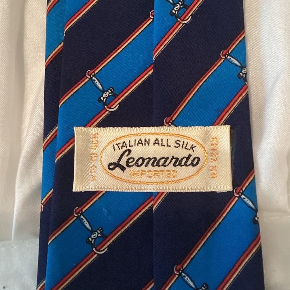 Leonardo Navy and Bright Blue Striped Silk Tie